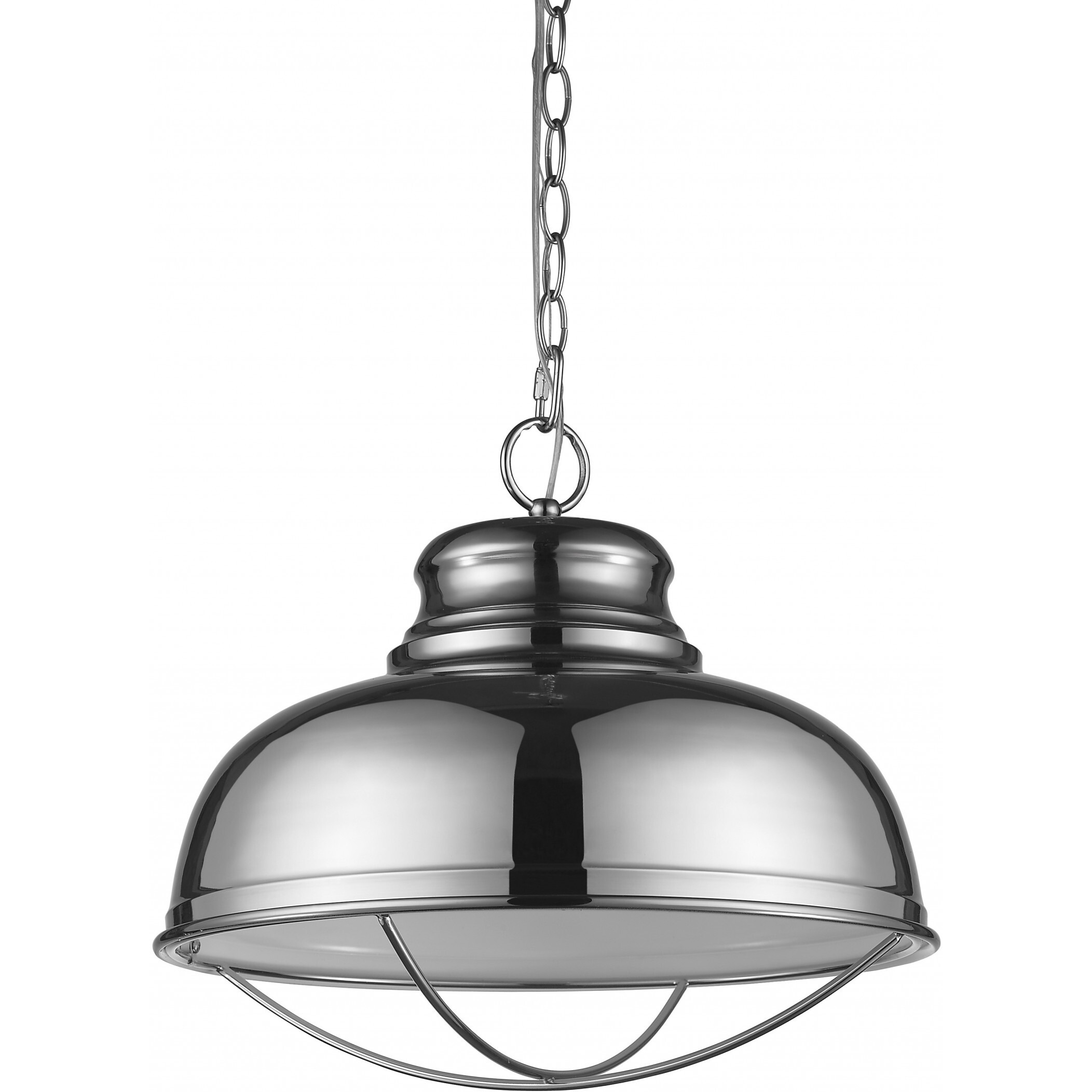 Ansen 1-Light Polished Nickel Pendant With Gloss White Interior Shade