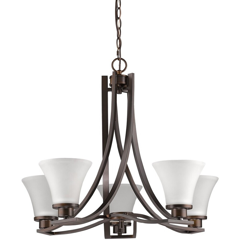 Mia 5-Light Oil-Rubbed Bronze Chandelier With Etched Glass Shades