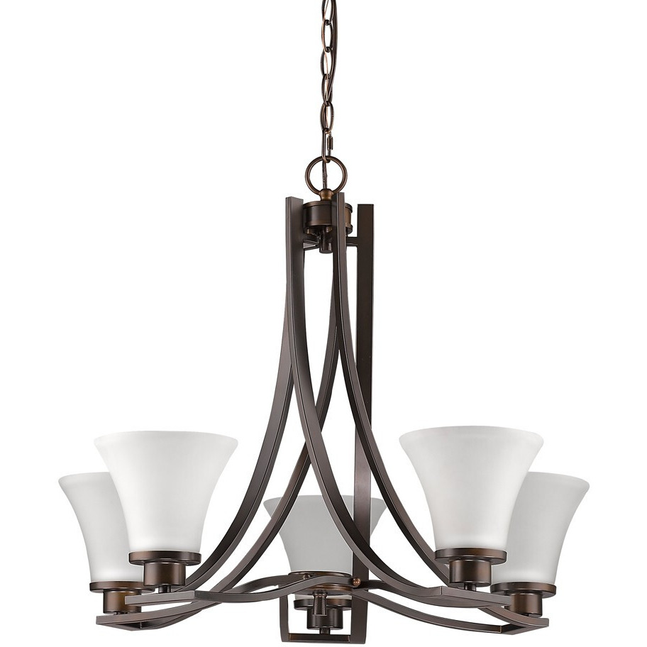 Mia 5-Light Oil-Rubbed Bronze Chandelier With Etched Glass Shades