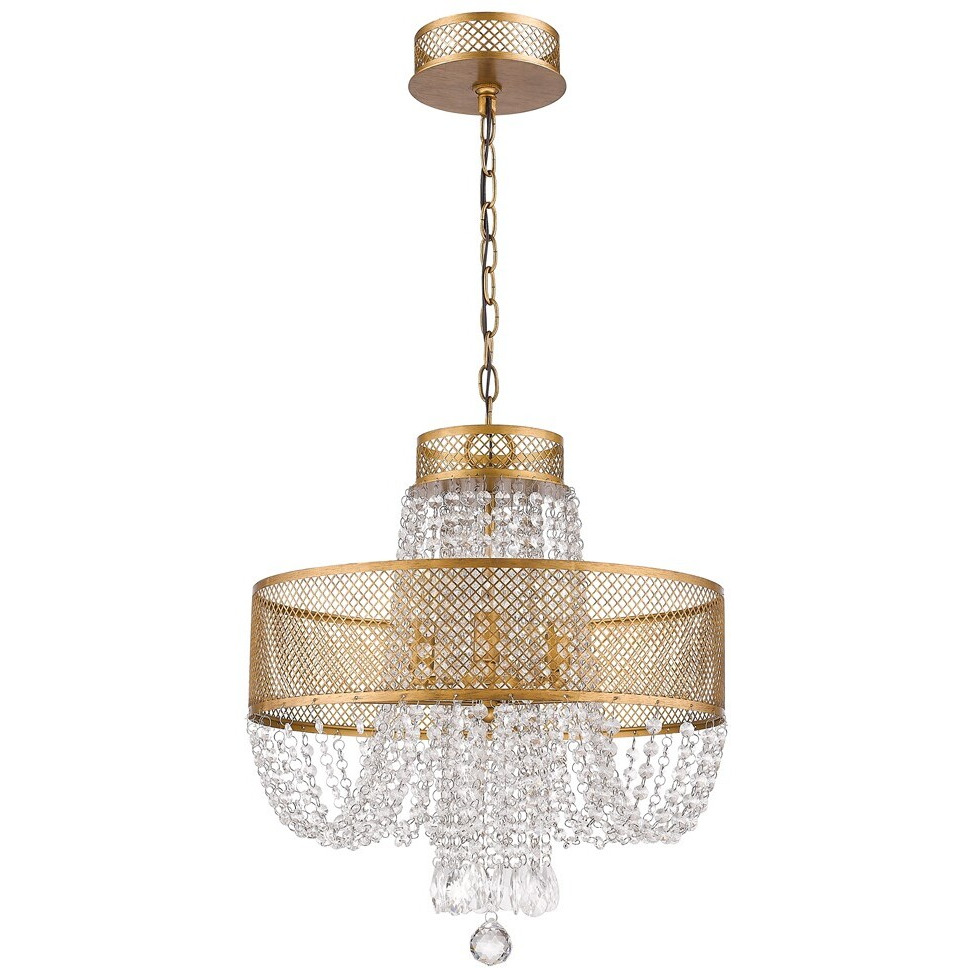 Viola 4-Light Antique Gold Crystal Chandelier