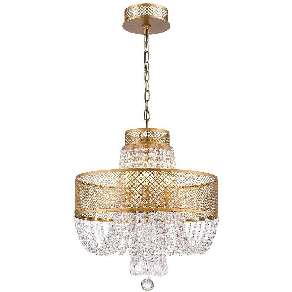 Viola 4-Light Antique Gold Crystal Chandelier