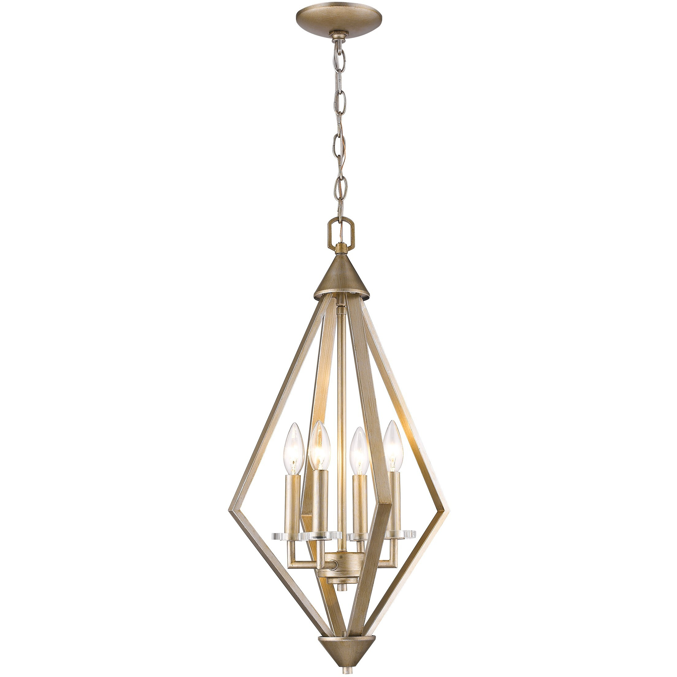 Easton 4-Light Washed Gold Pendant With Crystal Bobeches