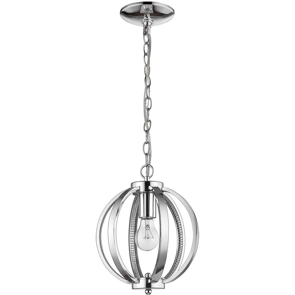 Nevaeh 1-Light Chrome Globe Pendant With Crystal Accents