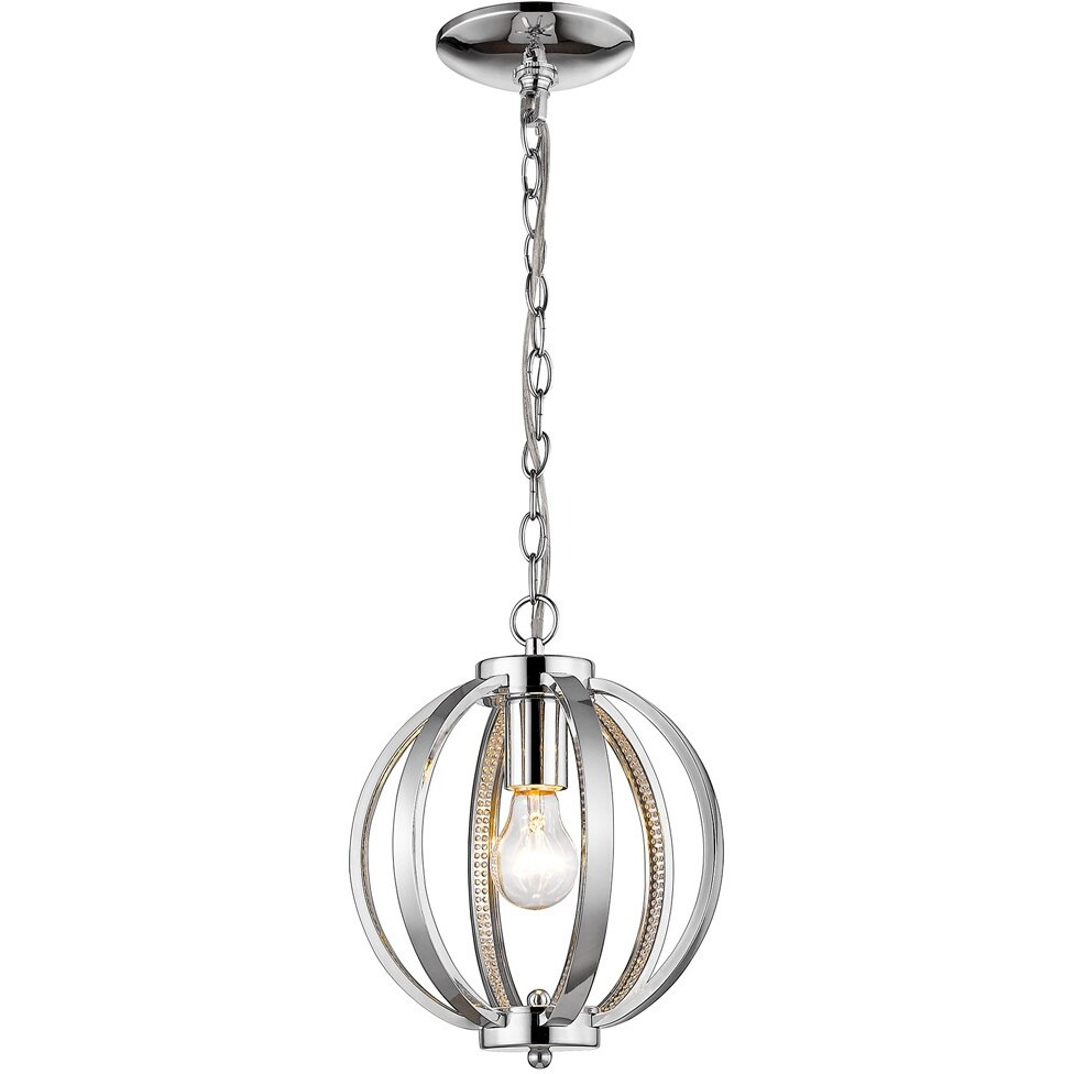 Nevaeh 1-Light Chrome Globe Pendant With Crystal Accents
