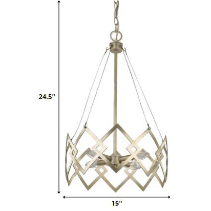 Nora 4-Light Washed Gold Drum Pendant With Abstract Open-Air Cage Shade
