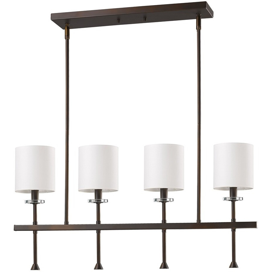 Kara 4-Light Oil-Rubbed Bronze Island Pendant With Fabric Shades And Crystal Bobeches