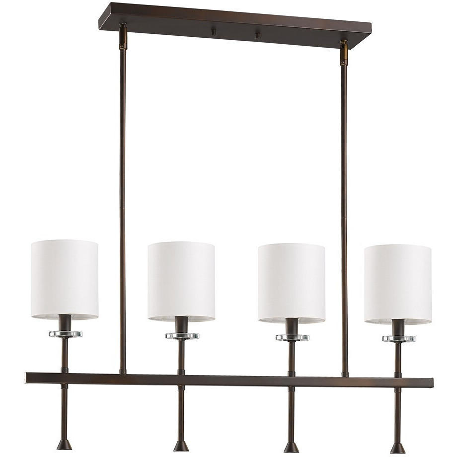 Kara 4-Light Oil-Rubbed Bronze Island Pendant With Fabric Shades And Crystal Bobeches