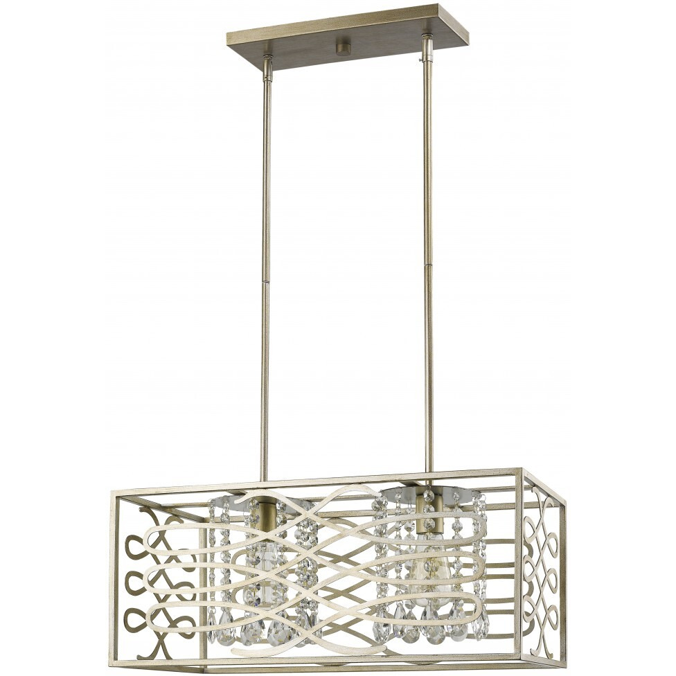 Brax 2-Light Washed Gold Island Pendant With Crystal Accents