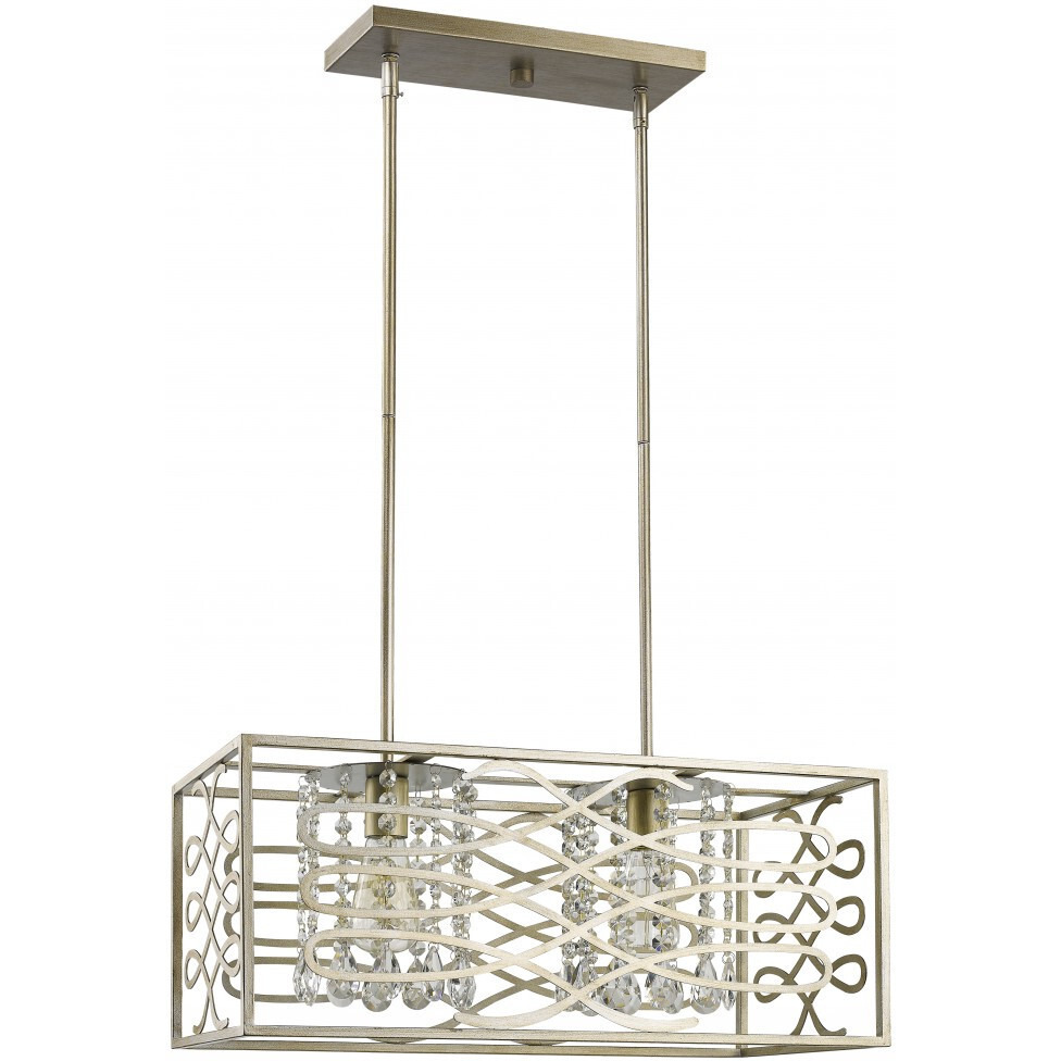 Brax 2-Light Washed Gold Island Pendant With Crystal Accents