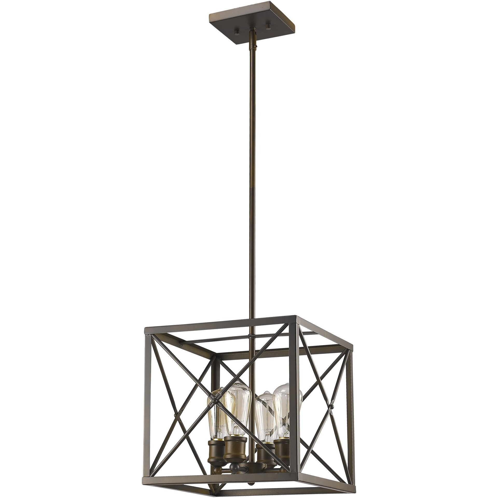 Brooklyn 4-Light Oil-Rubbed Bronze Pendant With Metal Framework Shade