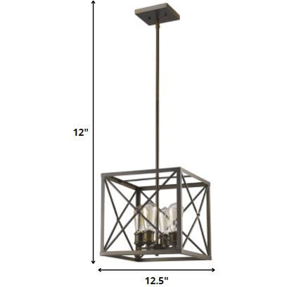 Brooklyn 4-Light Oil-Rubbed Bronze Pendant With Metal Framework Shade