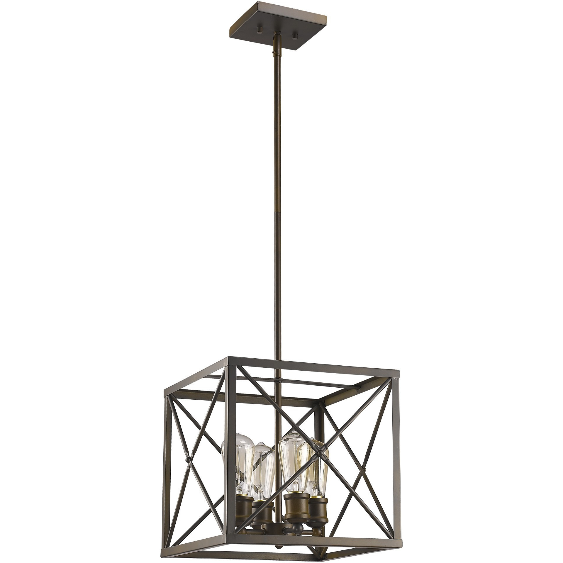 Brooklyn 4-Light Oil-Rubbed Bronze Pendant With Metal Framework Shade