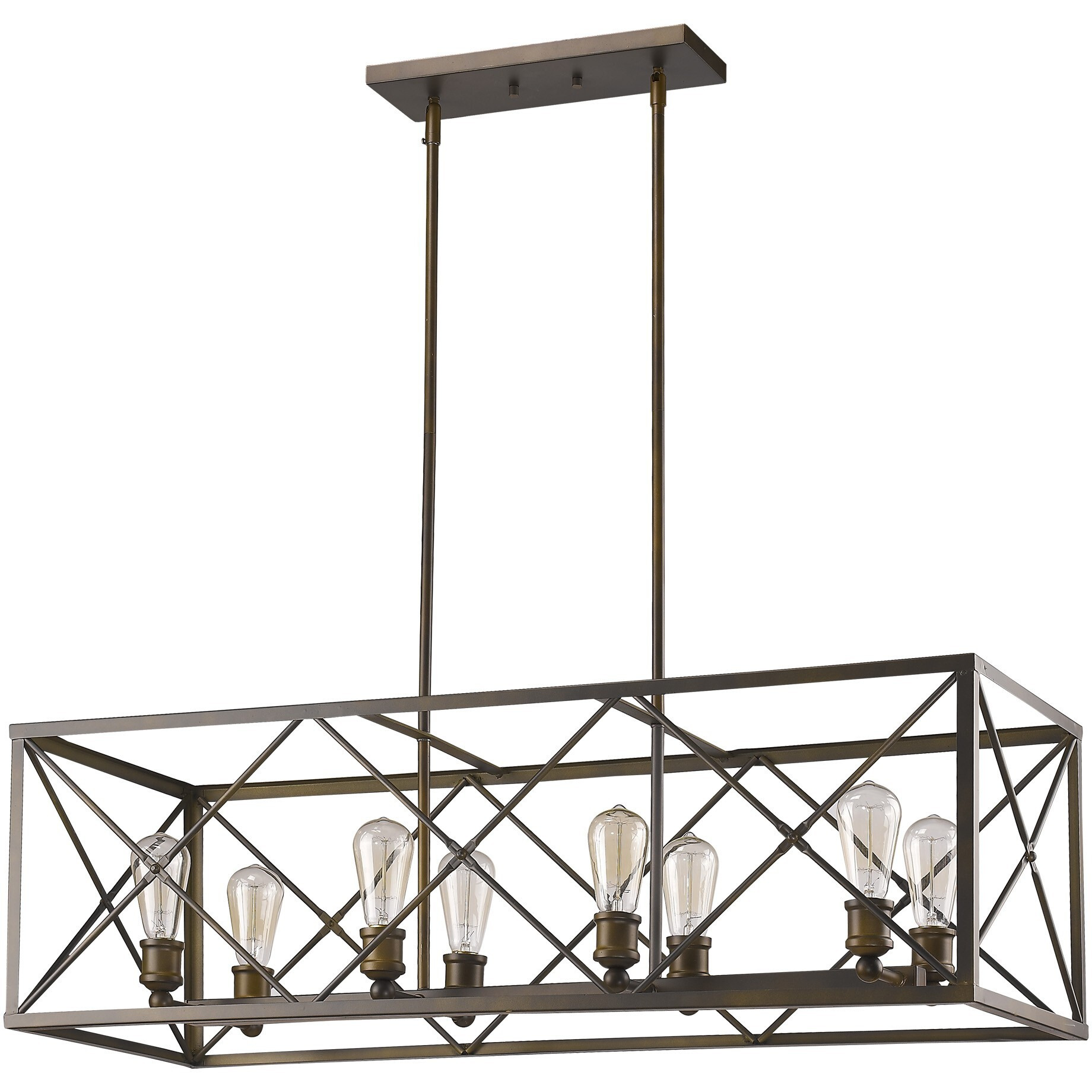 Brooklyn 8-Light Oil-Rubbed Bronze Island Pendant With Metal Framework Shade