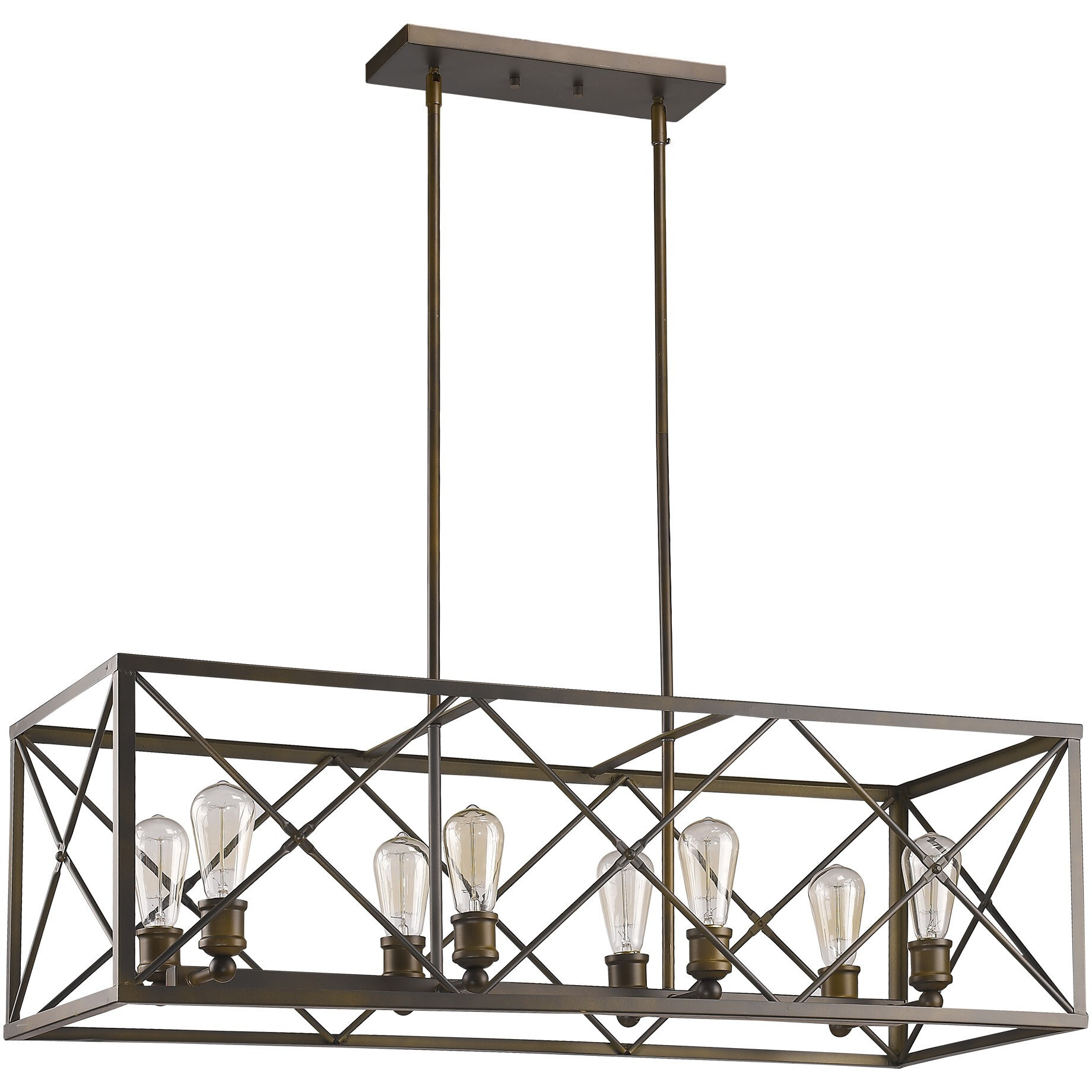 Brooklyn 8-Light Oil-Rubbed Bronze Island Pendant With Metal Framework Shade