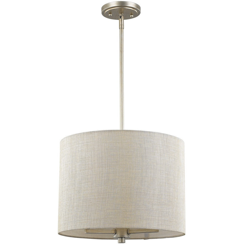 Daria 3-Light Washed Gold Pendant With Washed Gold And White Drum Shade