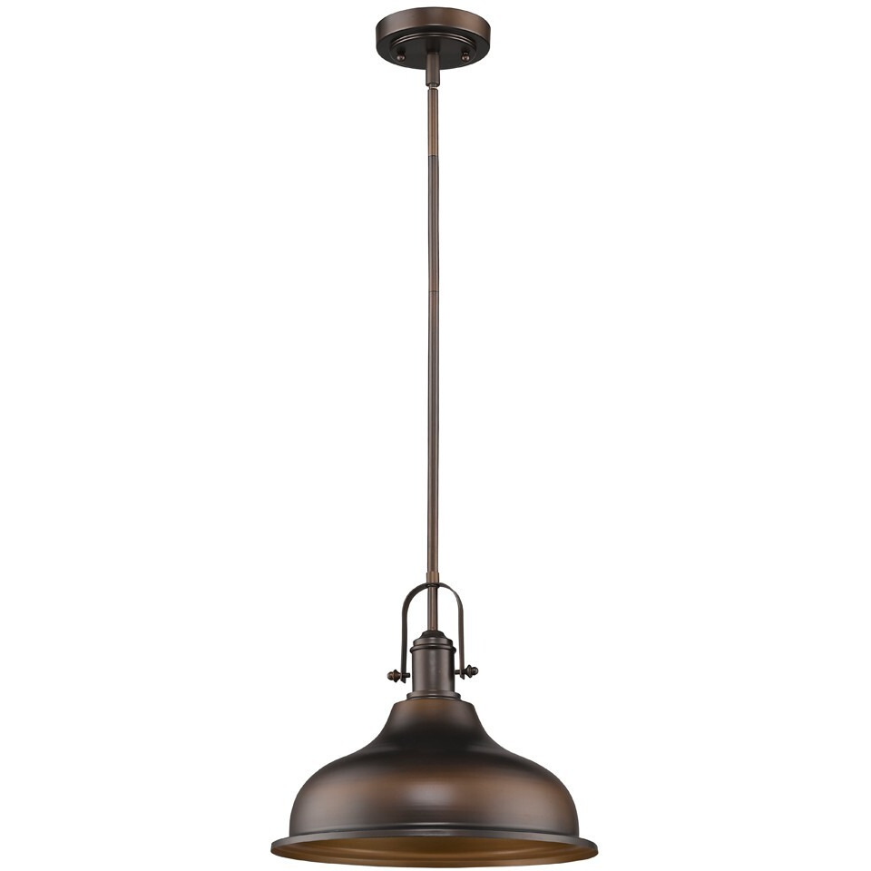 Antique Bronze Hanging Light With Dome Shade