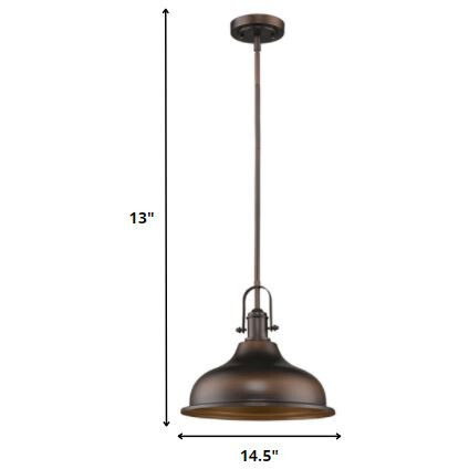 Antique Bronze Hanging Light With Dome Shade