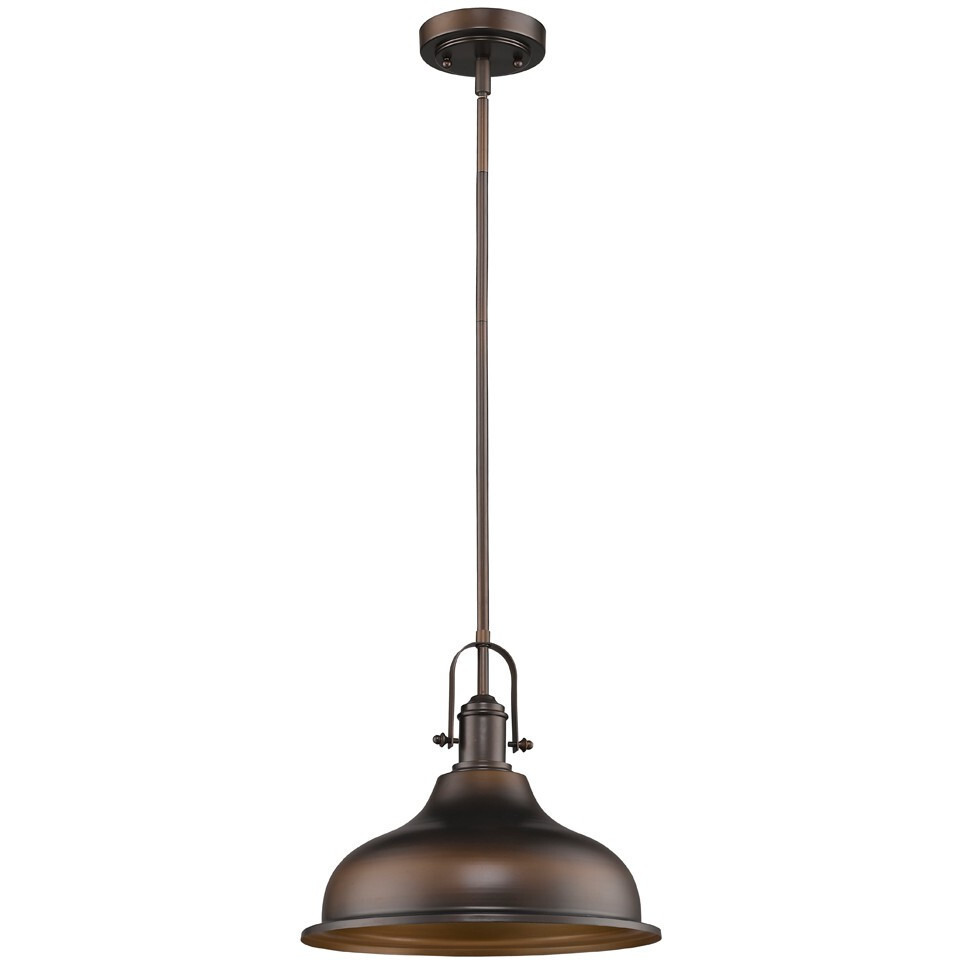 Antique Bronze Hanging Light With Dome Shade