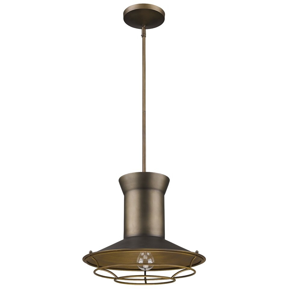 Newport 1-Light Tin Coated Pendant With Raw Brass Interior Shade And Louver