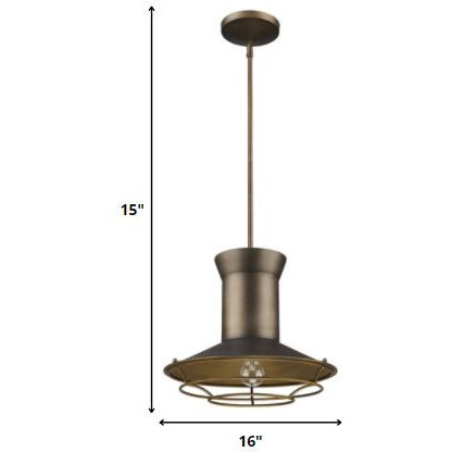 Newport 1-Light Tin Coated Pendant With Raw Brass Interior Shade And Louver