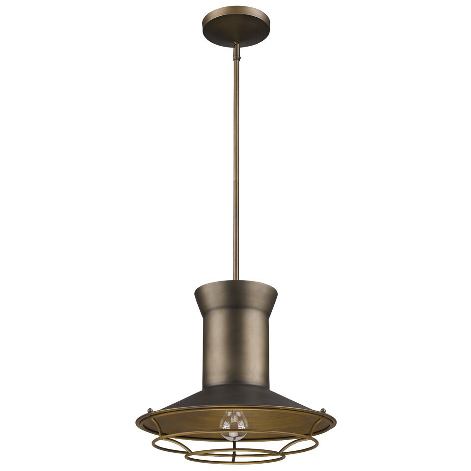 Newport 1-Light Tin Coated Pendant With Raw Brass Interior Shade And Louver