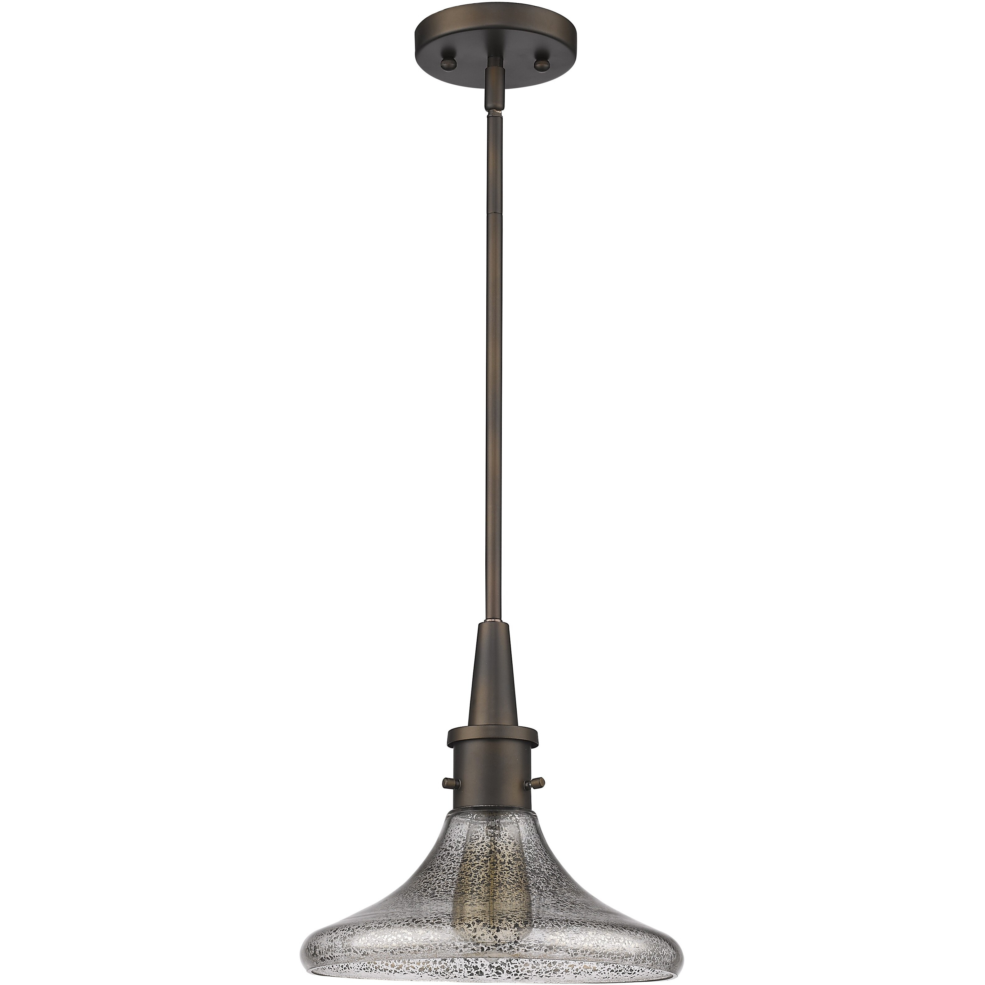 Antique Bronze Hanging Light With Pebbled Glass Shade