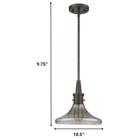 Antique Bronze Hanging Light With Pebbled Glass Shade
