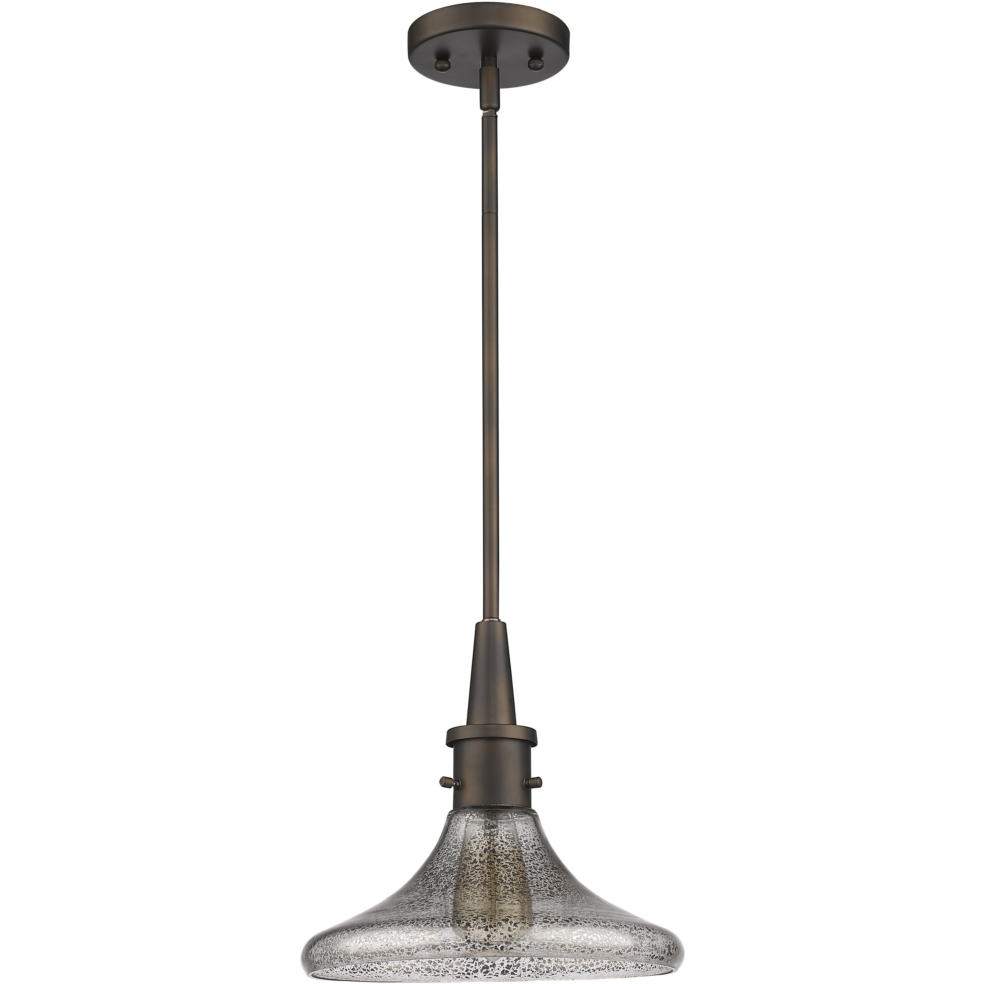 Antique Bronze Hanging Light With Pebbled Glass Shade