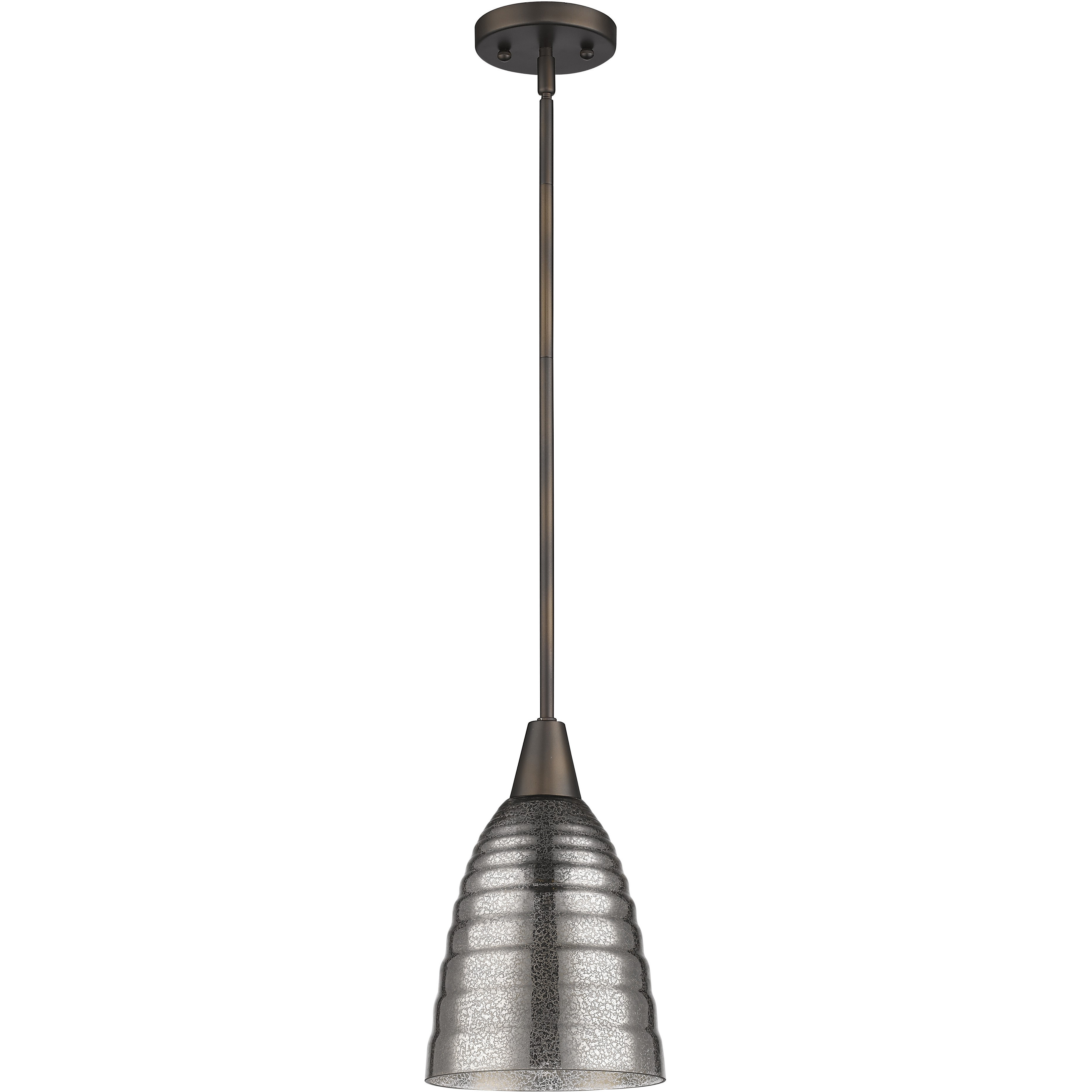 Bronze Hanging Light With Ribbed Pebbled Glass Shade