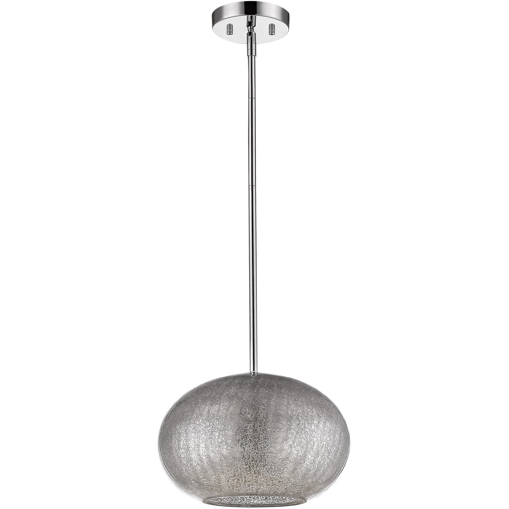 Brielle 1-Light Polished Nickel Pendant With Textured Glass Shade