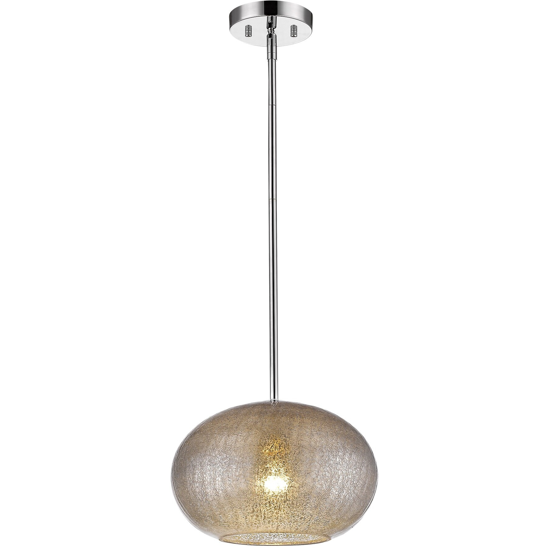Brielle 1-Light Polished Nickel Pendant With Textured Glass Shade
