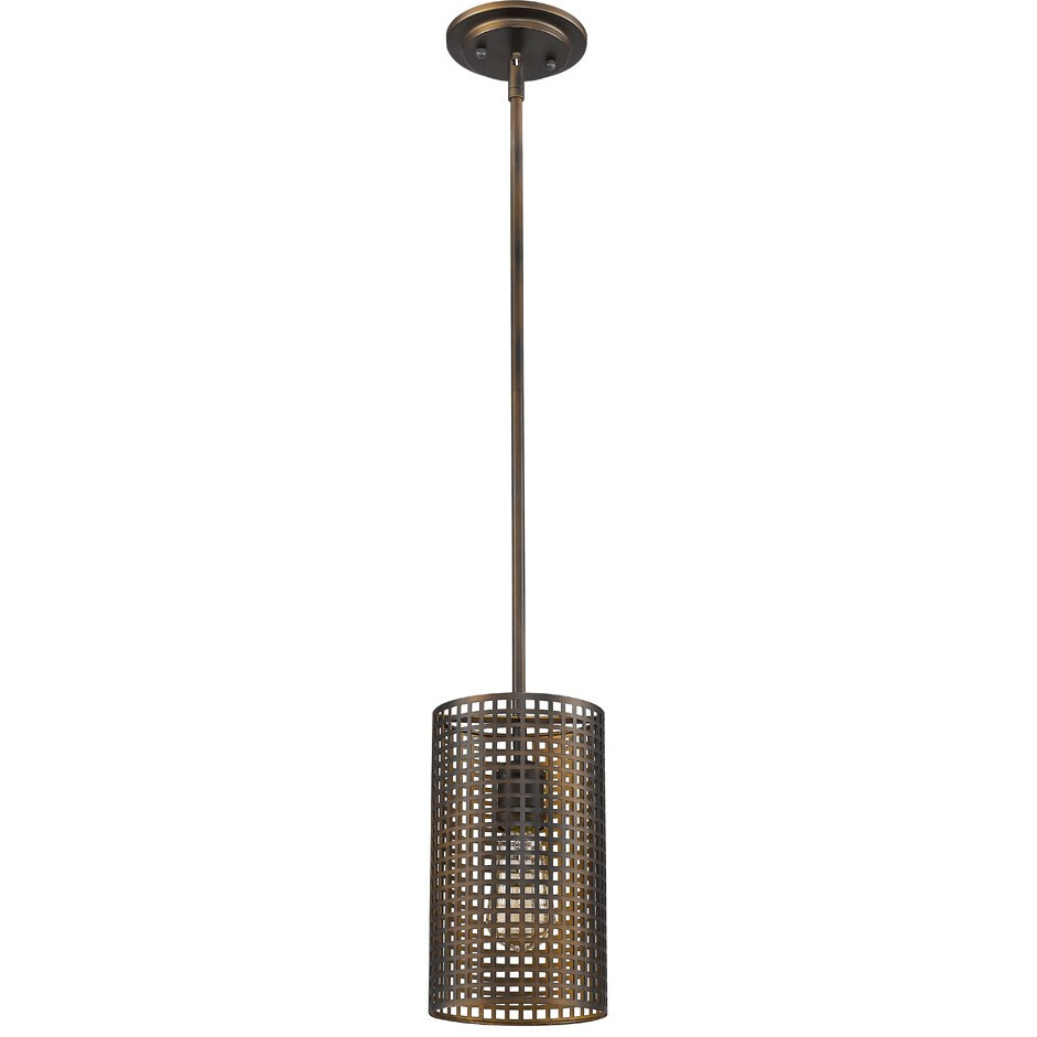 Bronze Metal Hanging Light With Mesh Shade