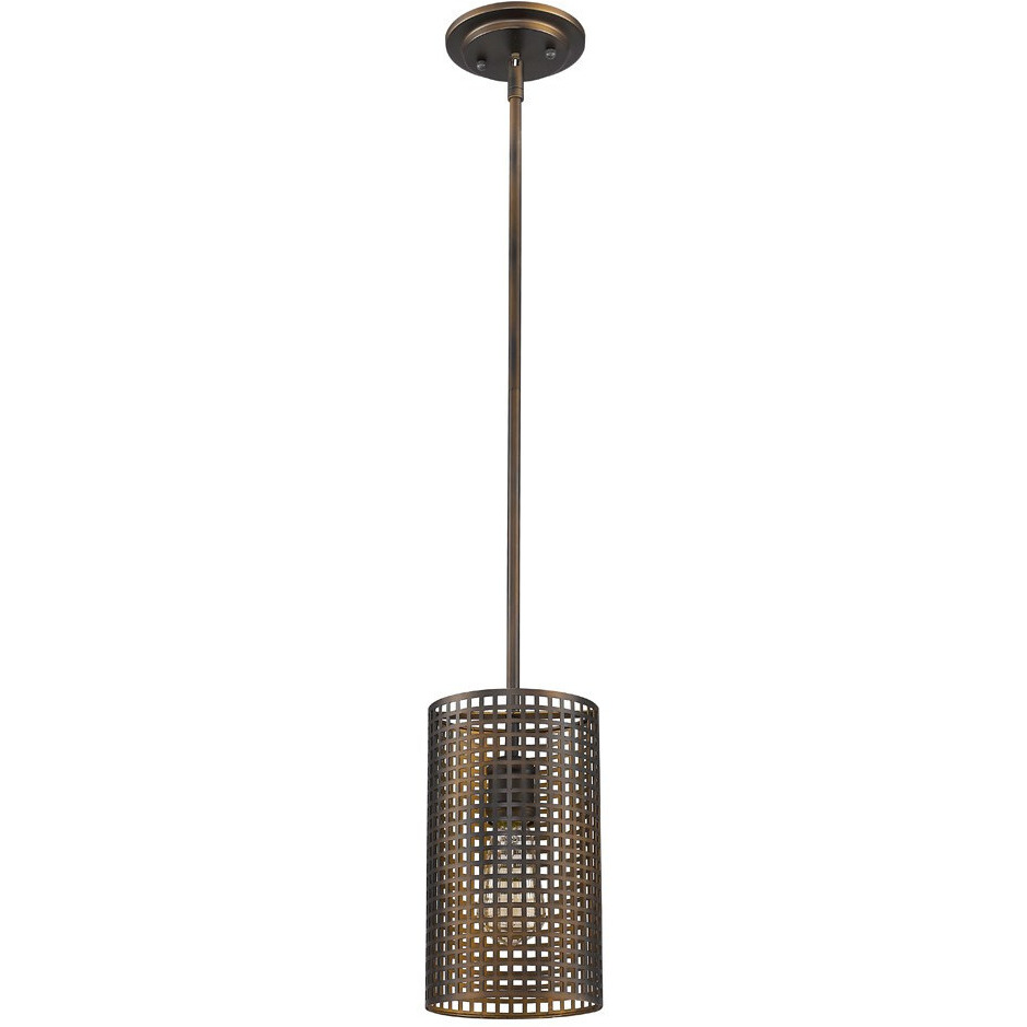 Bronze Metal Hanging Light With Mesh Shade