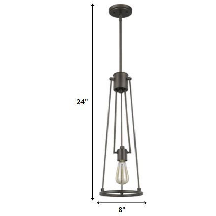 Jade 1-Light Oil-Rubbed Bronze Pendant With Vertical Structural Frames