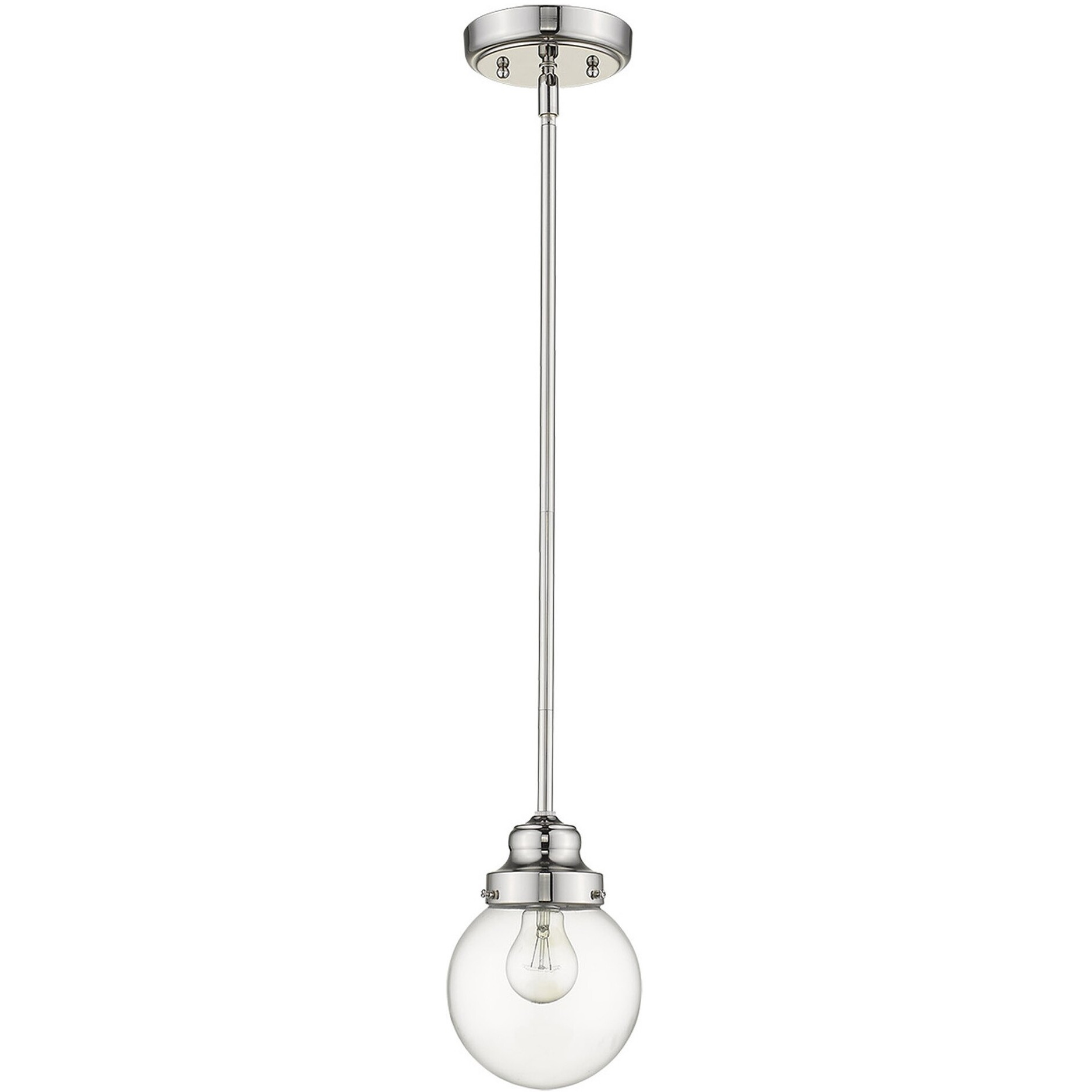 Silver Metal Hanging With Round Clear Glass Shade