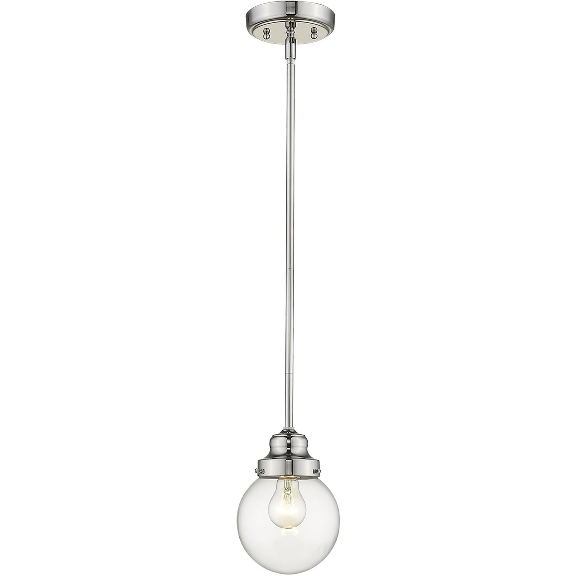 Silver Metal Hanging With Round Clear Glass Shade