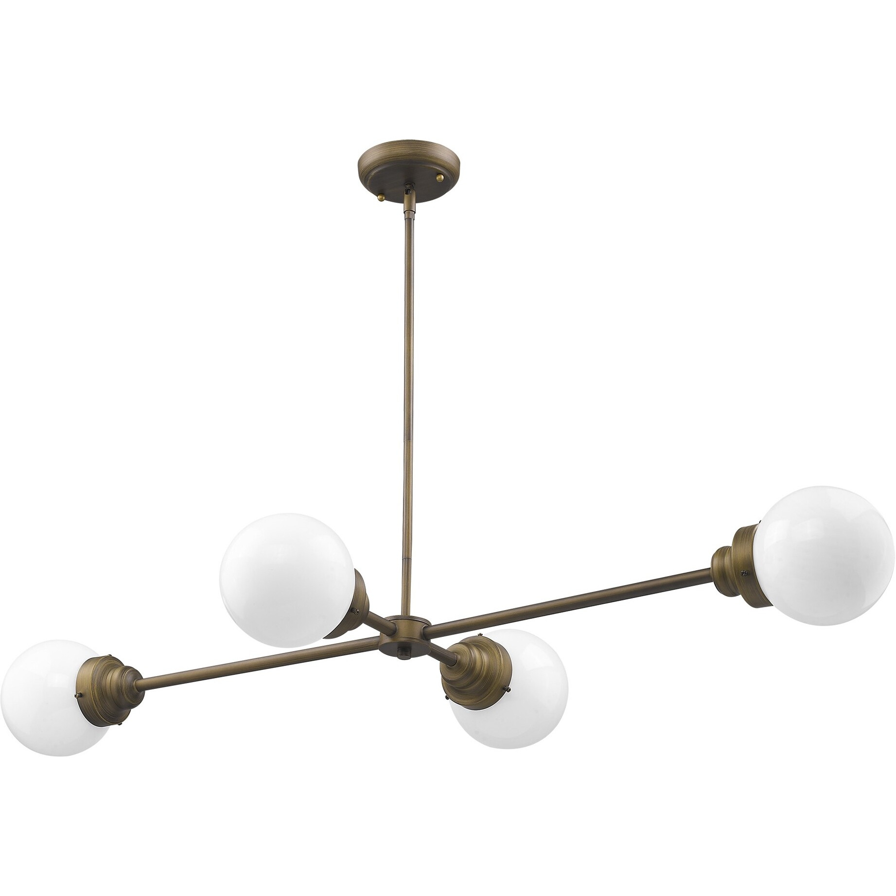 Portsmith 4-Light Raw Brass Island Pendant With White Globe Shades