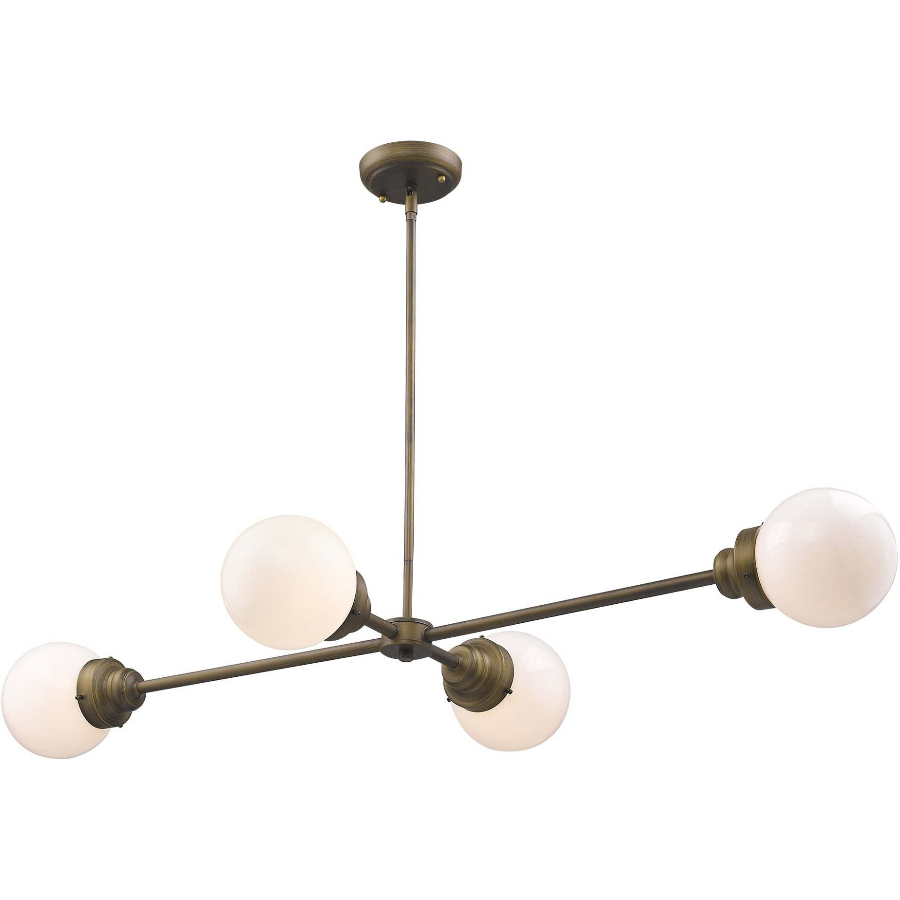 Portsmith 4-Light Raw Brass Island Pendant With White Globe Shades