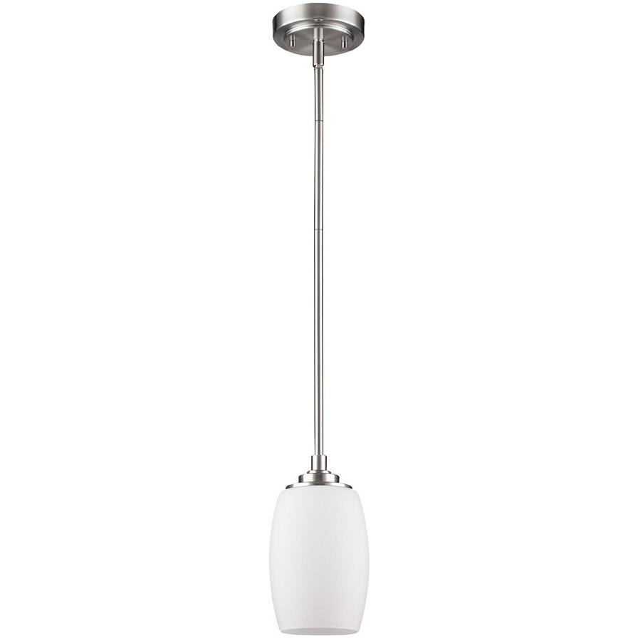 Silver Hanging Light With Frosted Glass Shade