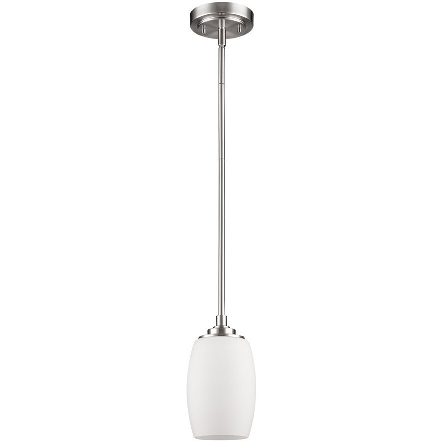 Silver Hanging Light With Frosted Glass Shade