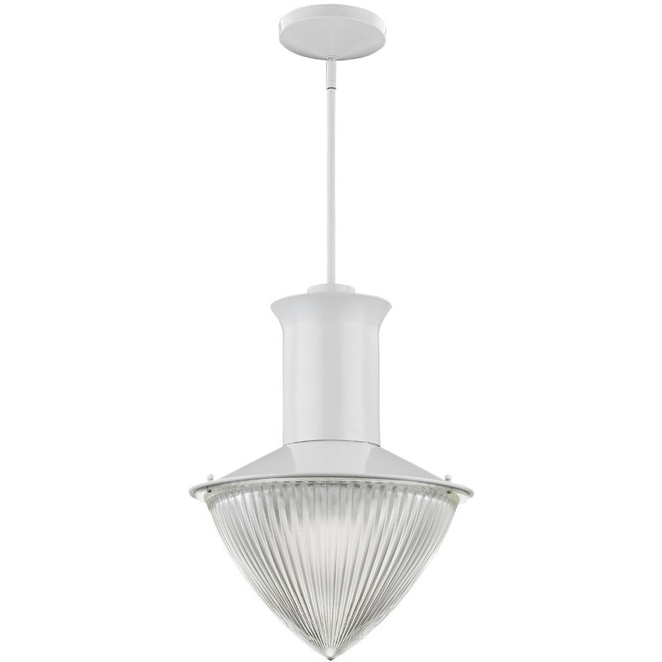 Skylar 1-Light White Pendant With Halophane Glass Shade