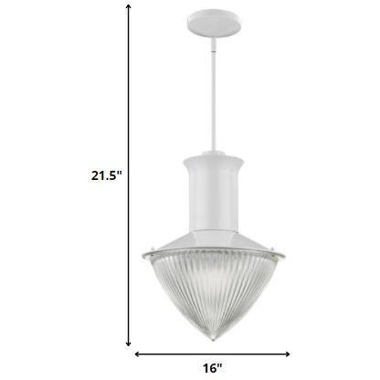Skylar 1-Light White Pendant With Halophane Glass Shade