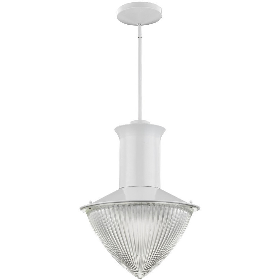Skylar 1-Light White Pendant With Halophane Glass Shade