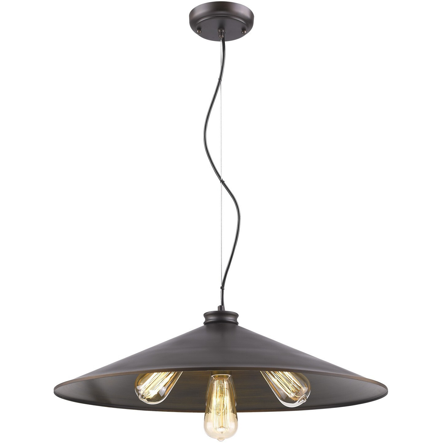 Alcove 4-Light Oil-Rubbed Bronze Pendant With Raw Brass Interior Shade