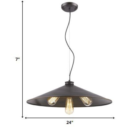 Alcove 4-Light Oil-Rubbed Bronze Pendant With Raw Brass Interior Shade