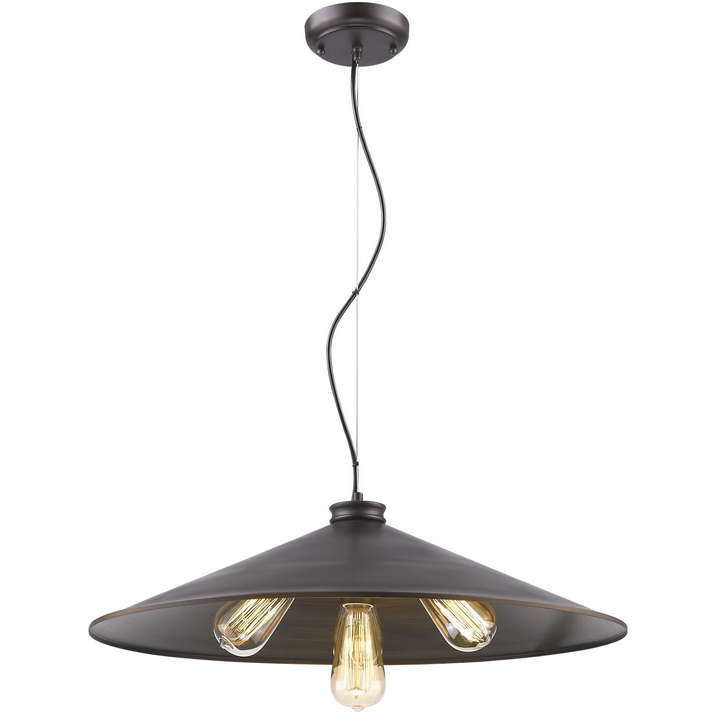 Alcove 4-Light Oil-Rubbed Bronze Pendant With Raw Brass Interior Shade