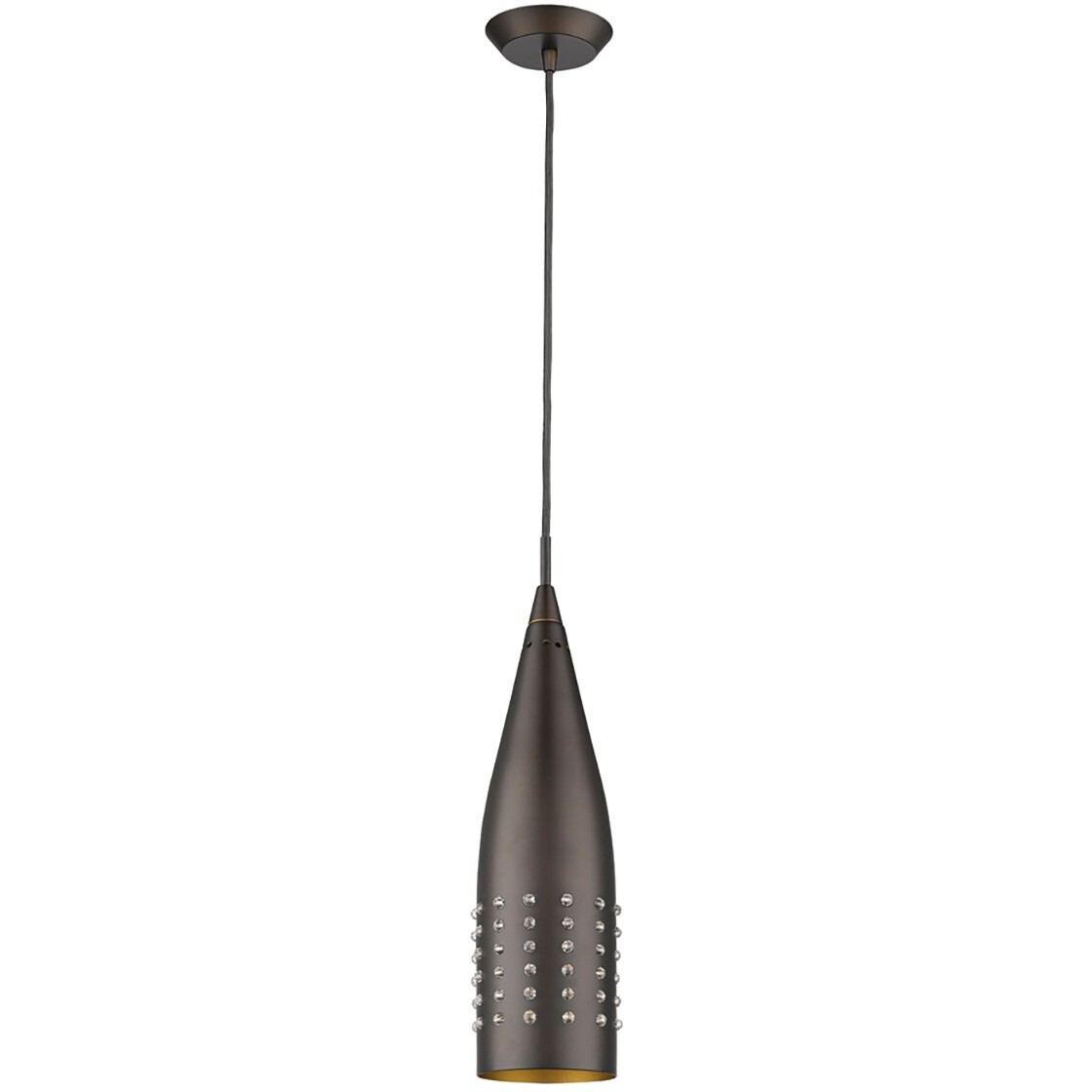 Narrow Bronze Hanging Light With Glass Studs
