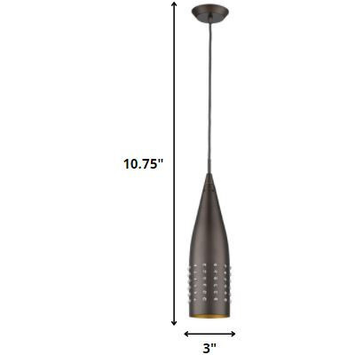 Narrow Bronze Hanging Light With Glass Studs