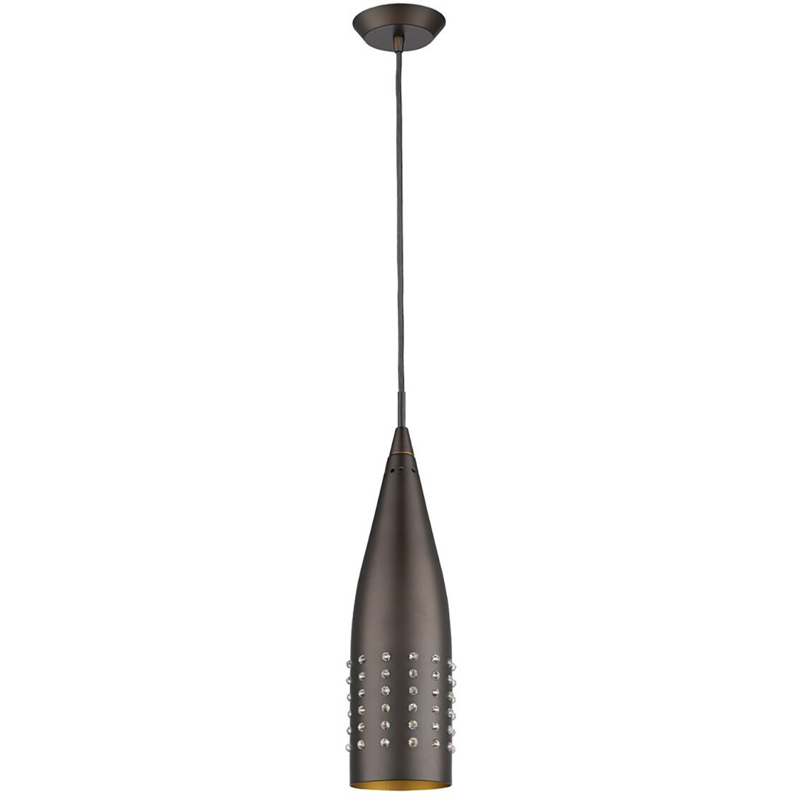 Narrow Bronze Hanging Light With Glass Studs