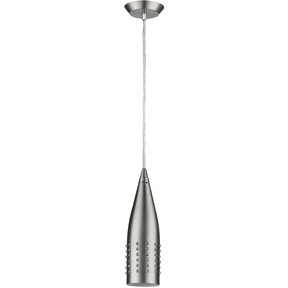 Narrow Silver Hanging Light With Glass Studs